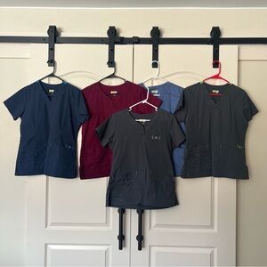 Lot of 5 Wonderwink Wonder Flex Womens Scrub Tops Size S